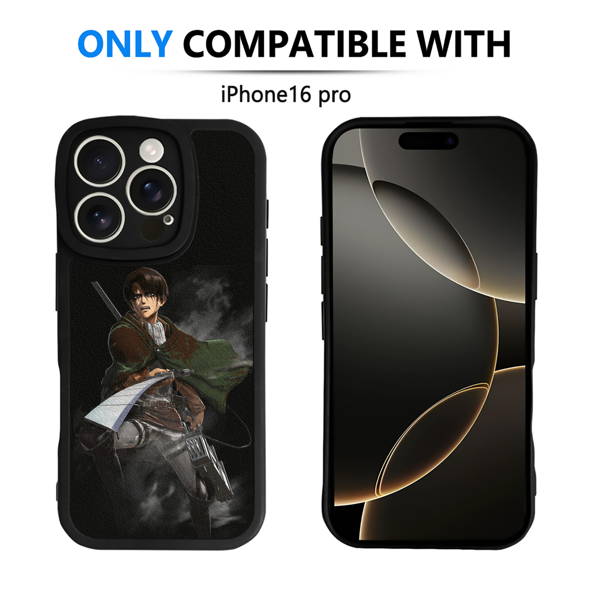 （画像用） 進撃の巨人 リヴァイ·アッカーマン Attack on Titan Levi Ackerman 【iPhone 16シリーズ対応】シリコンスマホケース（レザー調） 材質：シリコン